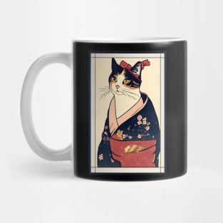 Cat japanese with kimono vintage Mug